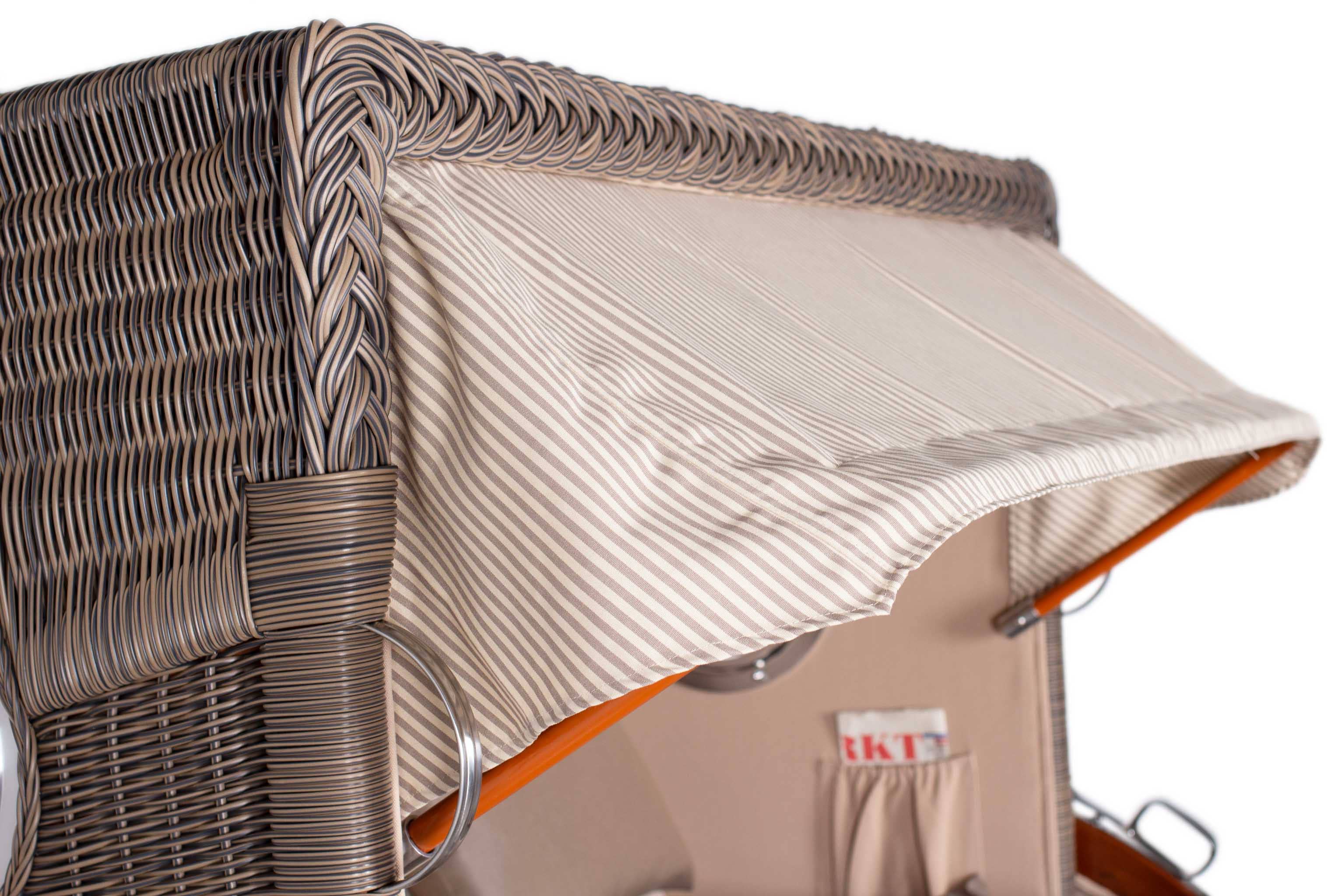 Strandkorb Rantum Bullauge Mahagoni PE Grey Dessin 510 Grau